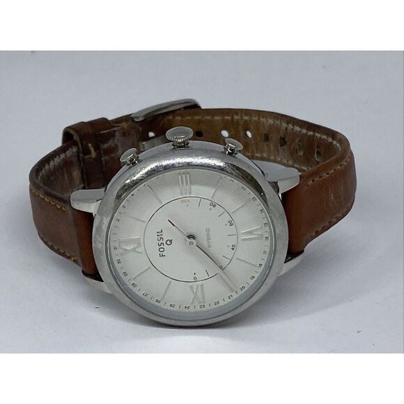 Fosssil FTW5012 Women Brown Leather Analog White Dial Hybrid Smartwatch XX634 - Picture 7 of 12